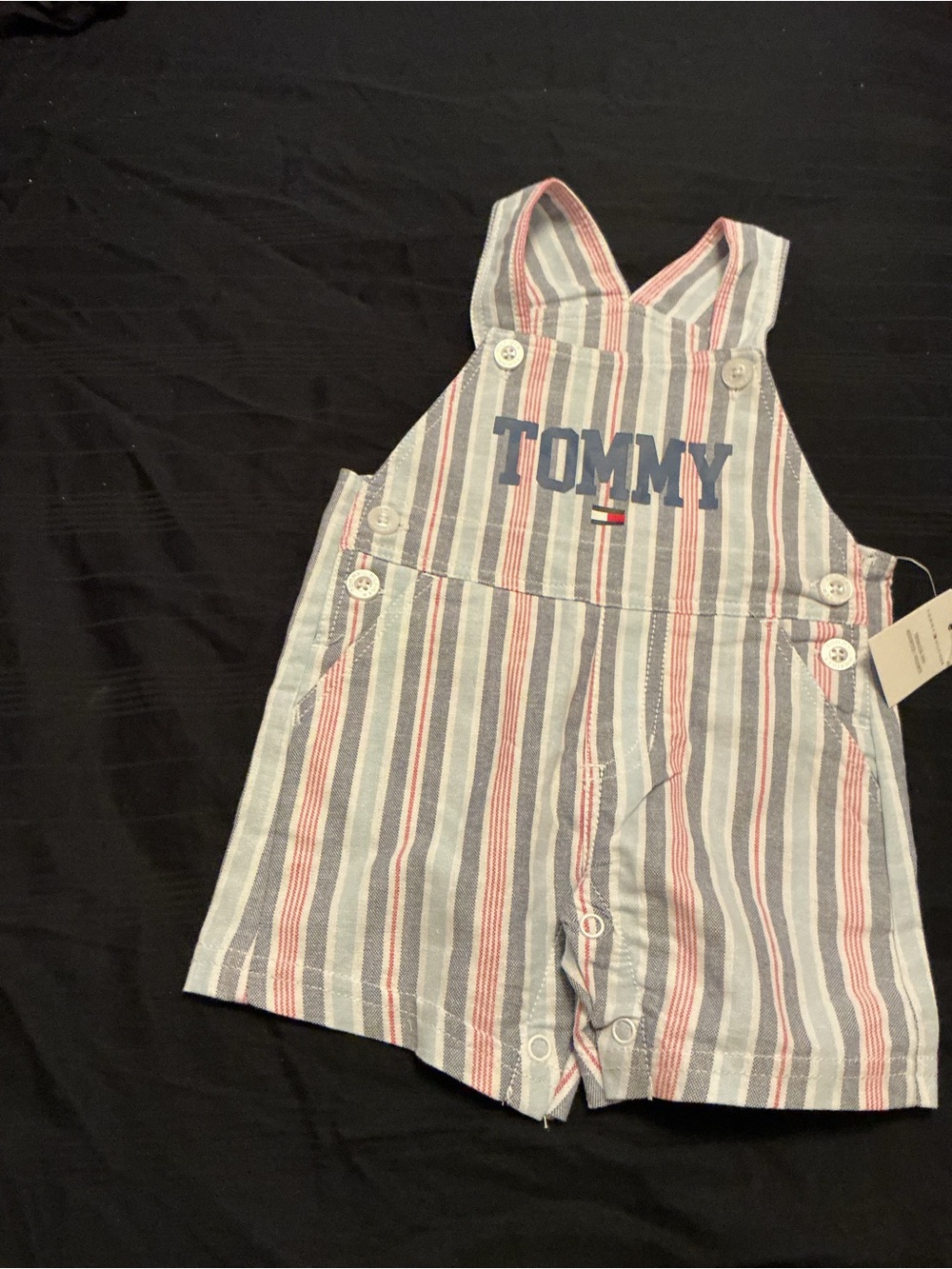 Tommy Hilfiger Kids Red, White & Blue Striped Overalls